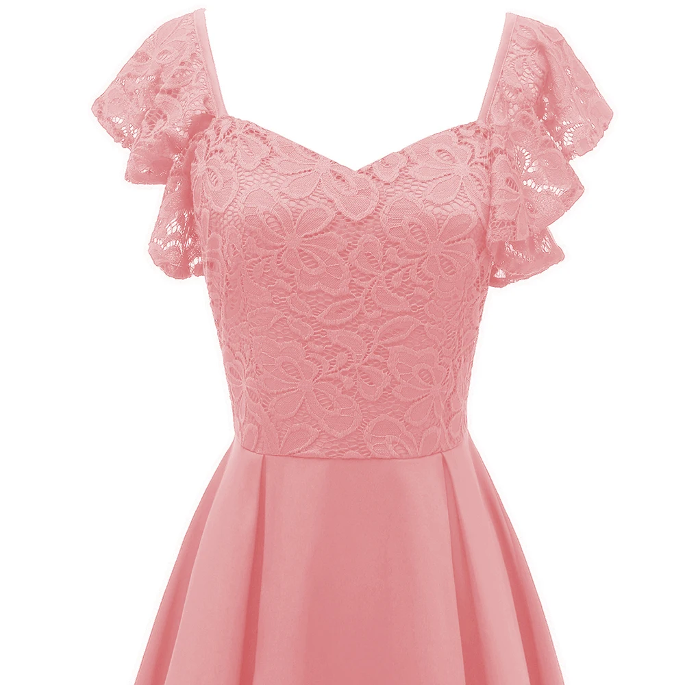 Dawer Me элегантное свободное кружевное платье с рукавом-бабочкой для свадебной вечеринки, облегающее и яркое платье, темно-синее розовое осеннее женское платье
