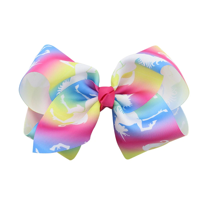 Large Kids Baby Girl Grosgrain Ribbon Flash Bow Clips Rainbow New Design Children Hair Accessories (7)