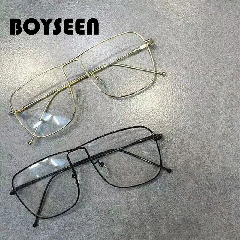 

BOYSEEN Clear Glasses Retro Eyeglasses Metal Gold Myopia Eyewear Spectacle Frames Optical Glasses Frame Transparent Lens 6250