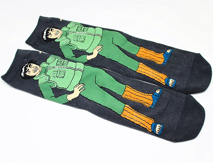 Короткая футболка с героями из японского аниме «Узумаки Наруто Носки Наруто Рок Ли новинка персонализированные мужские носки удобная обувь впитывает пот абсорбент жаккардовые хлопчатобумажные носки