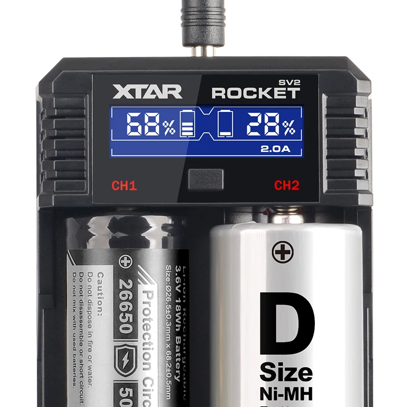 XTAR SV2 Смарт Цифровое зарядное устройство для литий ионного 16340 18650 26650 10440 14500 14650 17335