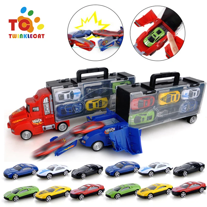 Toy Truck Carrier 6-12 Mini Alloy Cars Set Transport Car Toys Trucks Kids Great Car Toys Gift for Boys and Girls Toy Vehicles