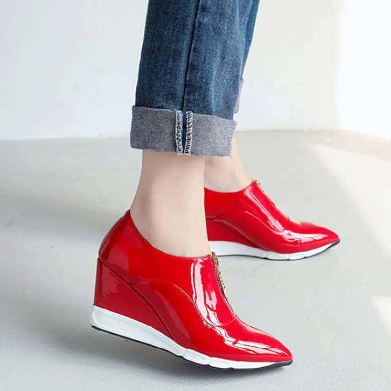 

Brand New Patent Leather Shoes Women High Heels Sexy High Heels Wedge Shoes Women Pumps Platform Shoes Woman Autumn