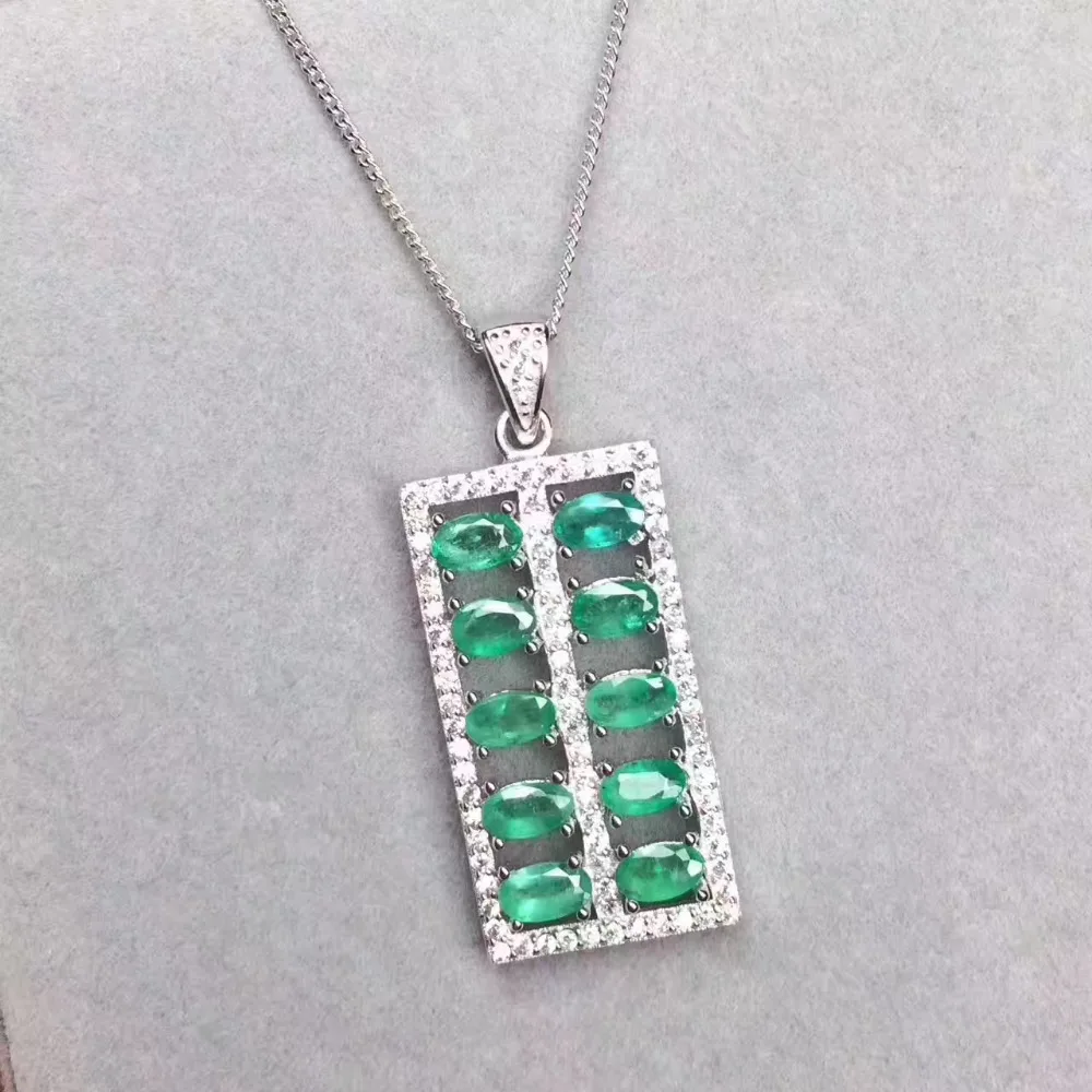  Pendentif émeraude vert naturel pierre gemme naturelle style chinois Fortune abacus pendentif 925 a