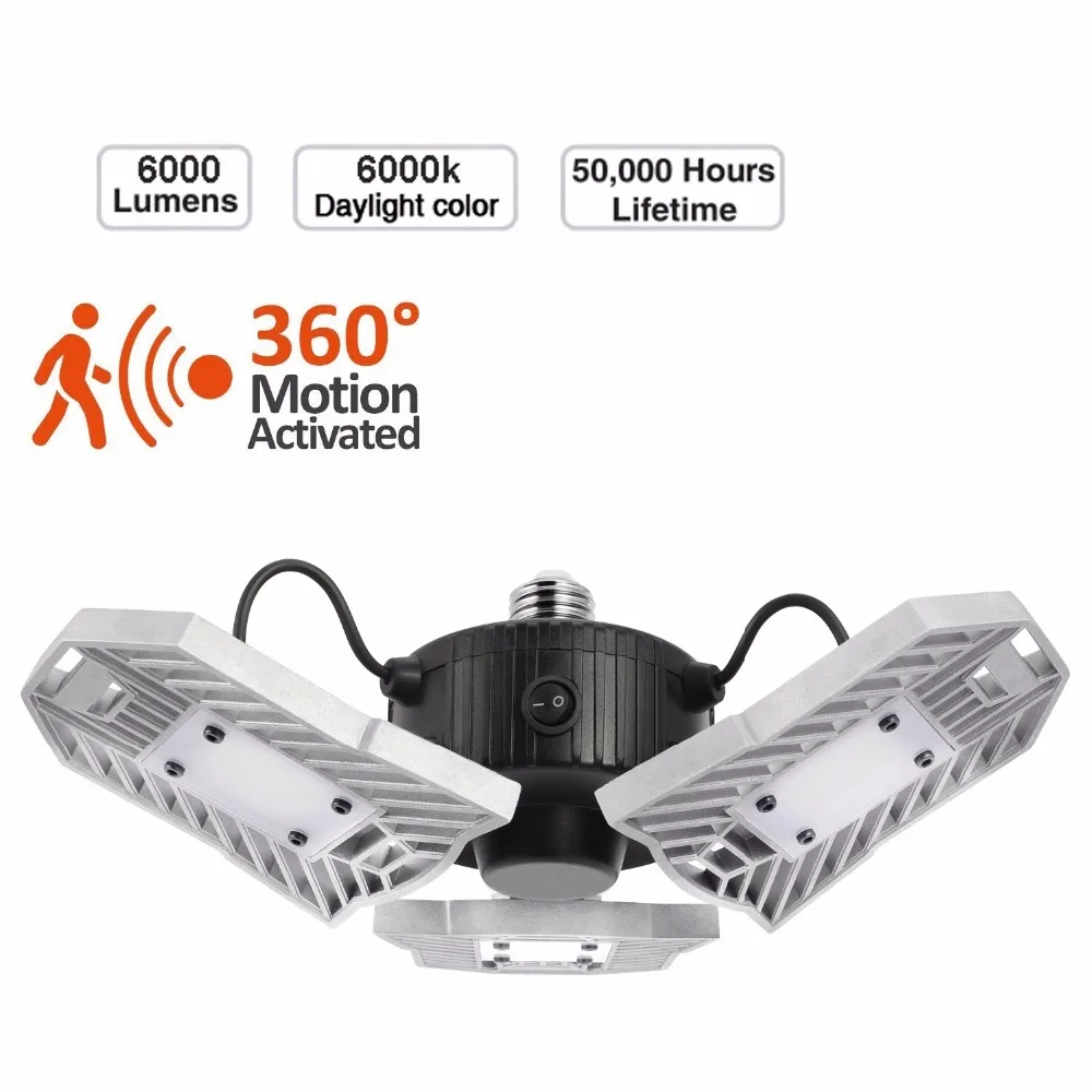 

Kohree 5W Motion Activated Garage Ceiling Light 4200 Lumen for Garage/ Attic / Basement / Home