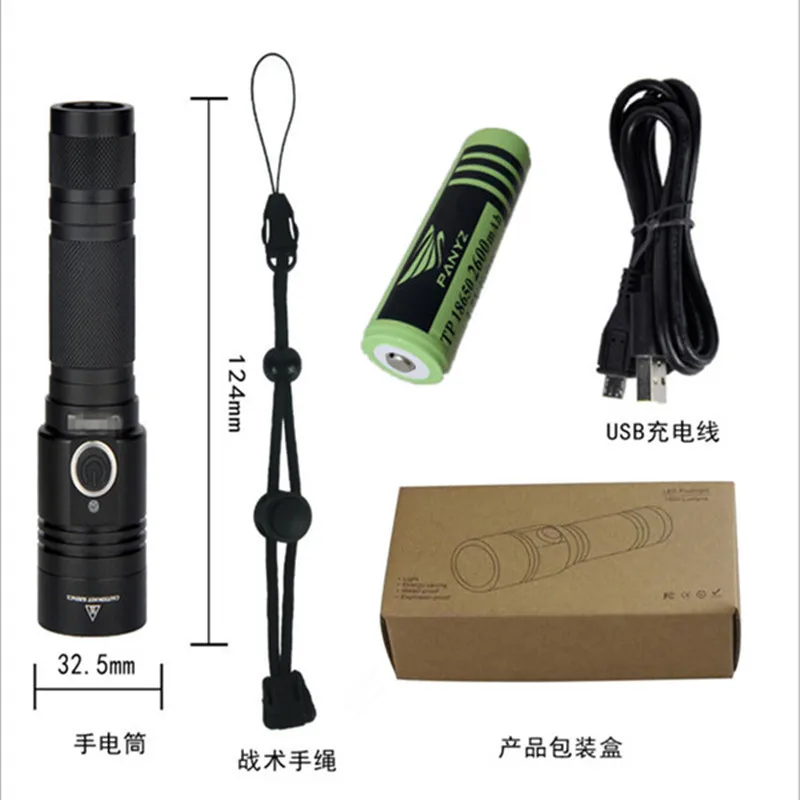 Panyz светодиодный вспышка светильник 1000LM Usb Перезаряжаемые Cree Xm l T6 жесткий Открытый Отдых самооборона Linterna