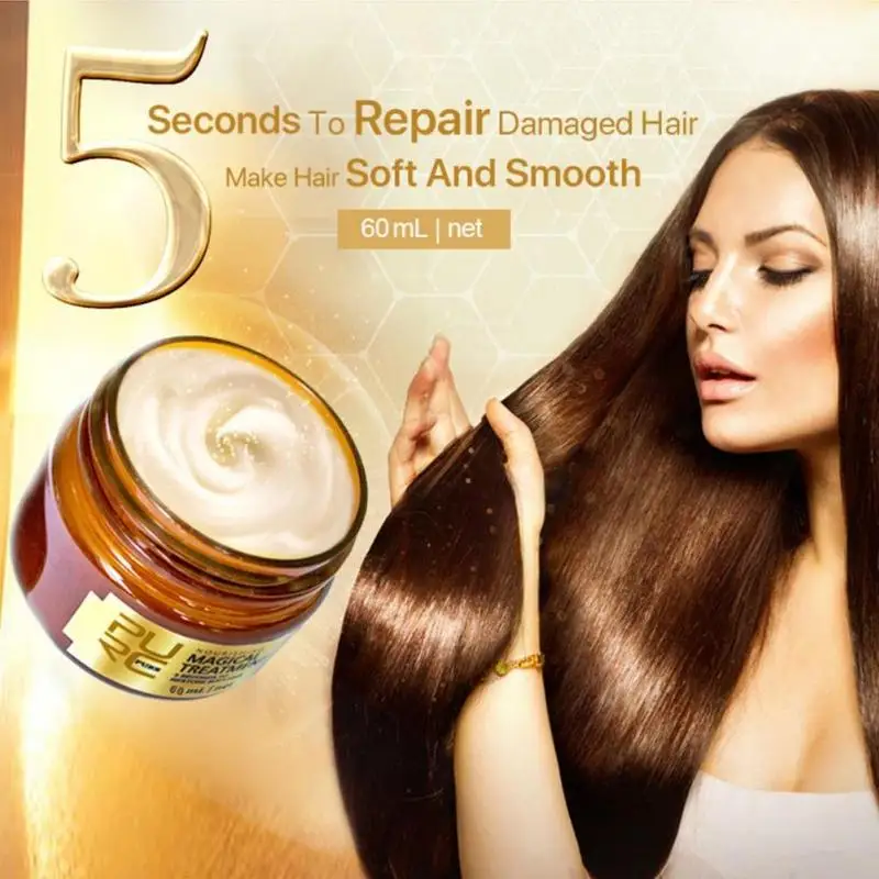 60ml Magical Treatment Keratin Repair Hair Mask Tonic Damage 5 Seconds Restore Soft Hair Deep Hair Conditioner Scalp Treatment 60ml Magical Treatment Keratin Repair Hair Mask Tonic Damage 5 Seconds Restore Soft Hair Deep Hair Conditioner Scalp Treatment