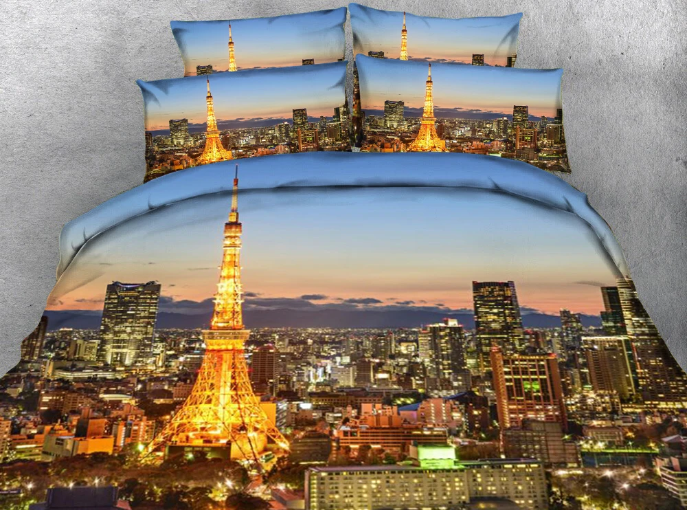 

Bright iron tower 3d effect photo bed linen can be customized photo pattern