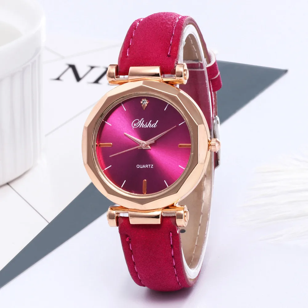 Luxury Women Quartz watches Faux Leather Color Metal Dial Wristwatch Fashion Women Watch relogio feminino for dropshipping