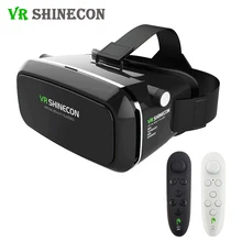 VR Shinecon Virtual Reality 3D Glasses Cardboard VR Headset Head Mount for 3.5-6.0′ Smartphones + Bluetooth Remote Controller
