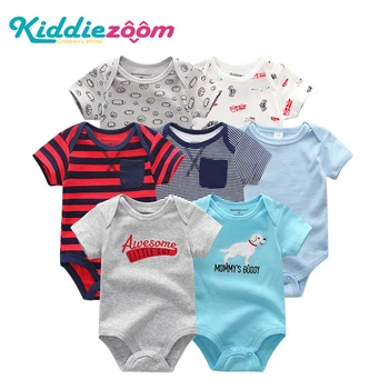 

2019 7PCS/lot Baby Girl Clothes Newborn Unicorn Baby Boy Clothes Bodysuits Jumpsuit Ropa bebe Short Sleeve Newborn Black White