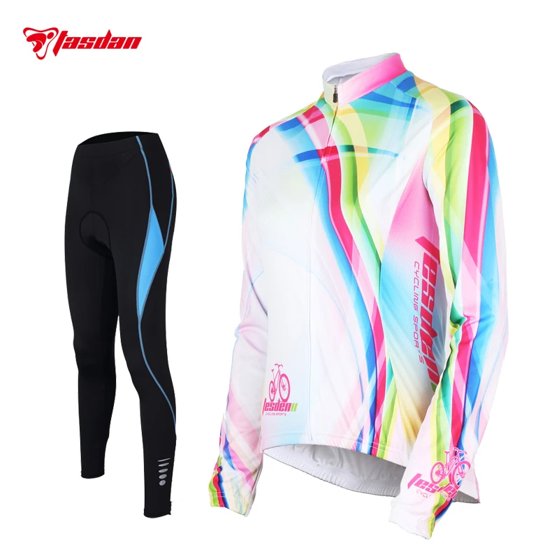 Tasdan Long Sleeve Cycling Uniforms Sports Suit 3D Gel Pad Ladies Cycling Jerseys Sets