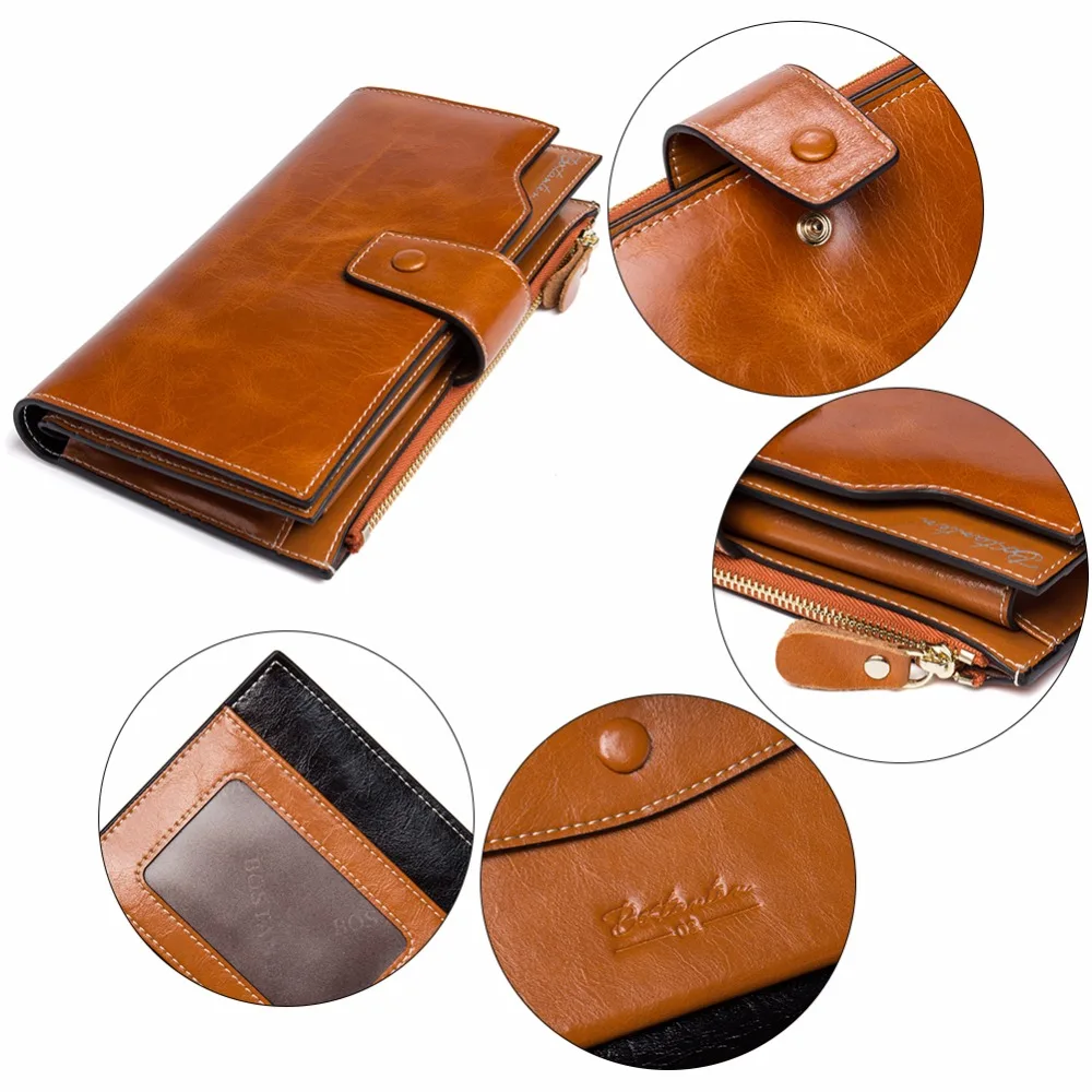 

BOSTANTEN New Design Fashion Multifunctional Women Purse Genuine Leather Wallet Women Long Style Cowhide Purse