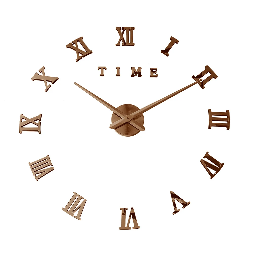 Современный дизайн кварцевые часы модные часы зеркальные наклейки diy Декор для гостиной Новое поступление 3d настоящие большие настенные часы - Цвет: Wall Clock Brown