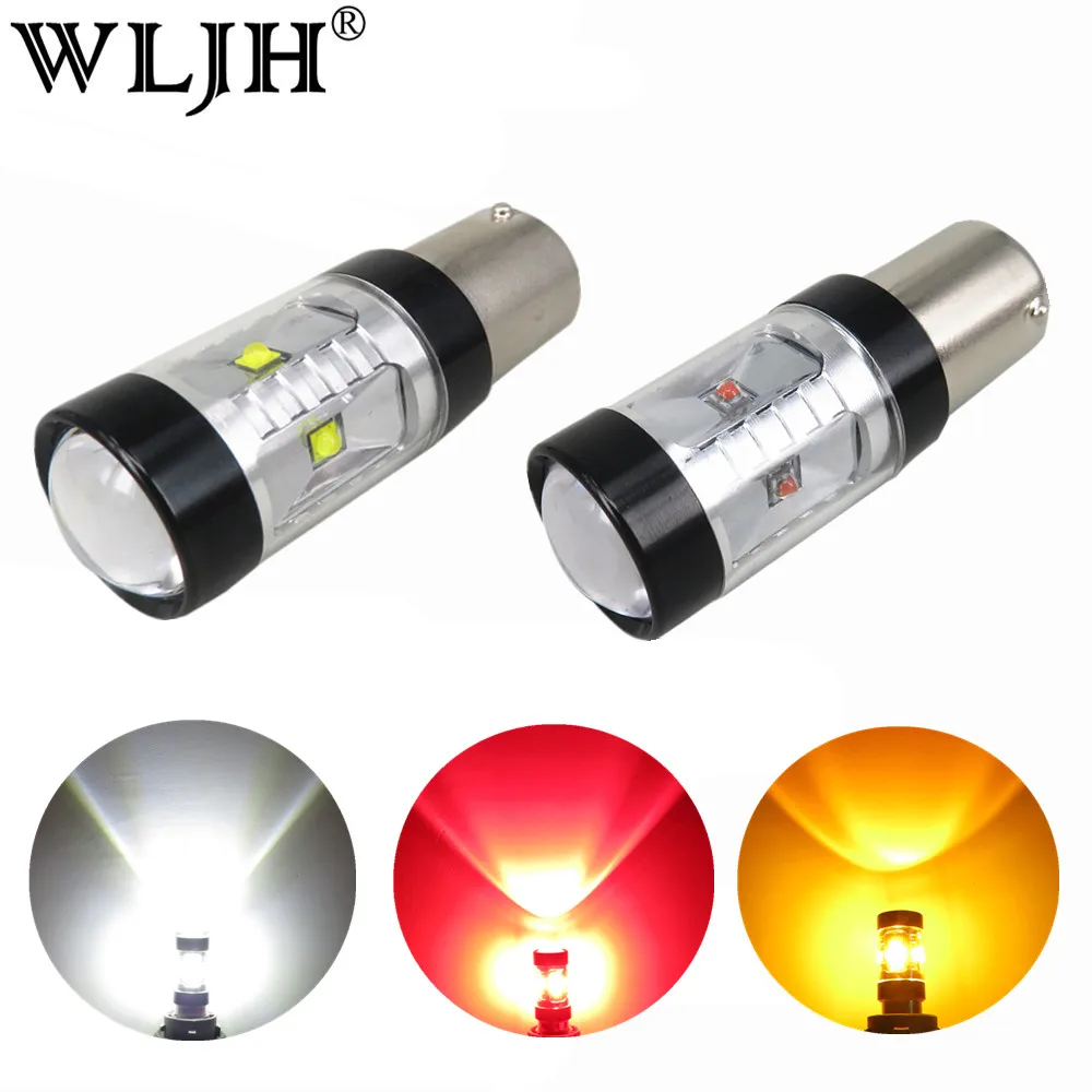 WLJH 2x30 Вт 800lm 6-Cree-XBD чип 1156 BA15S P21W светодиодный S25 объектив Авто поворотник Стоп задний тормозной светильник резервная лампа DRL лампы