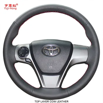 

Genuine Leather Car Steering Wheel Covers Case for Toyota Camry 2012 Venza 2013 Camry Sports Top Layer Cow Leather