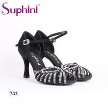 Новейший атласный глубокий загар Туфли для латинских танцев с тонким ремешком на щиколотке; Стабильная Удобная танцевальная обувь для сальсы