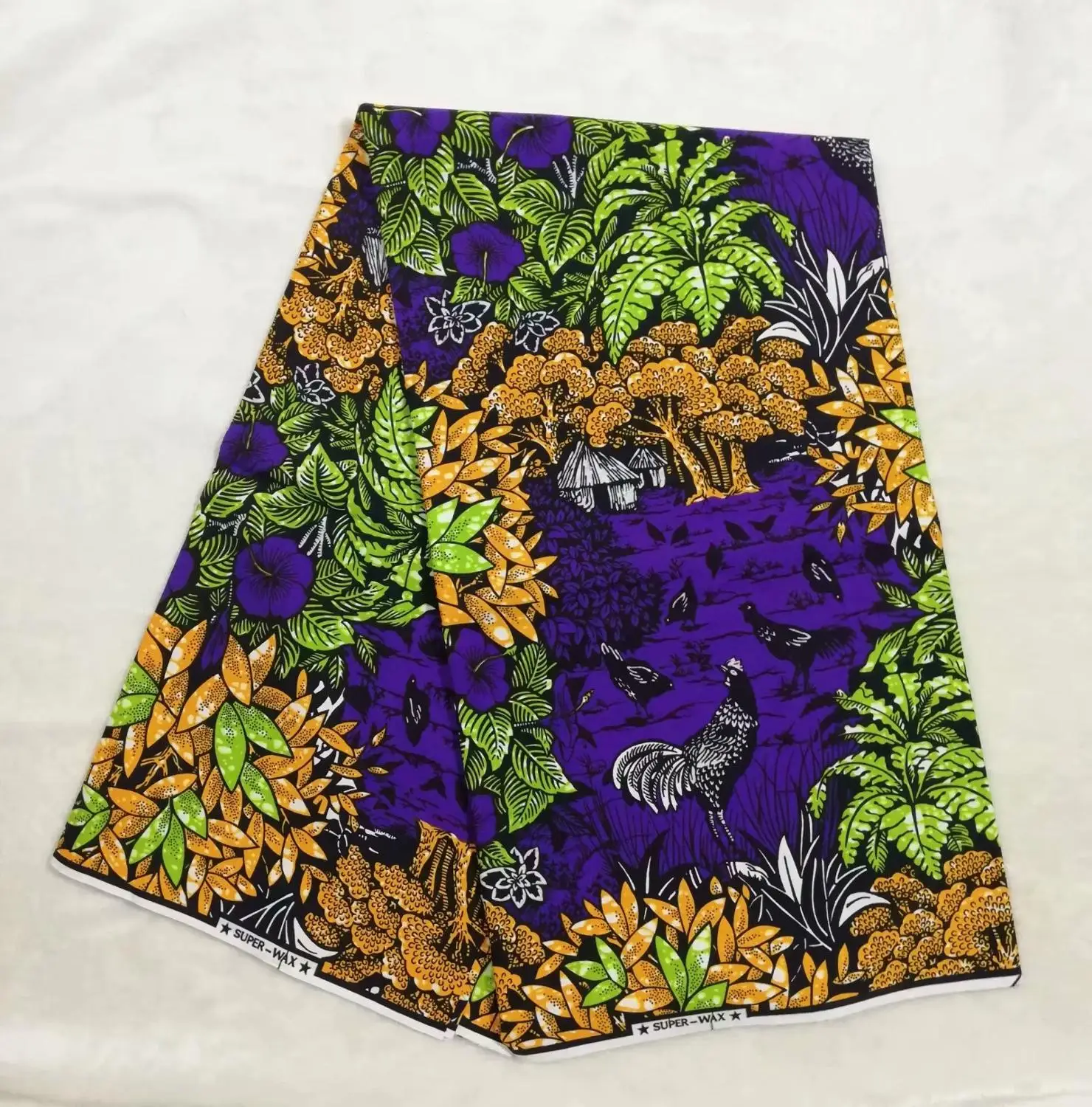 

6yards/lot African batik wax fabric!fashionable chicken pattern purple Hollandais painted wax material for clothes WS6-4