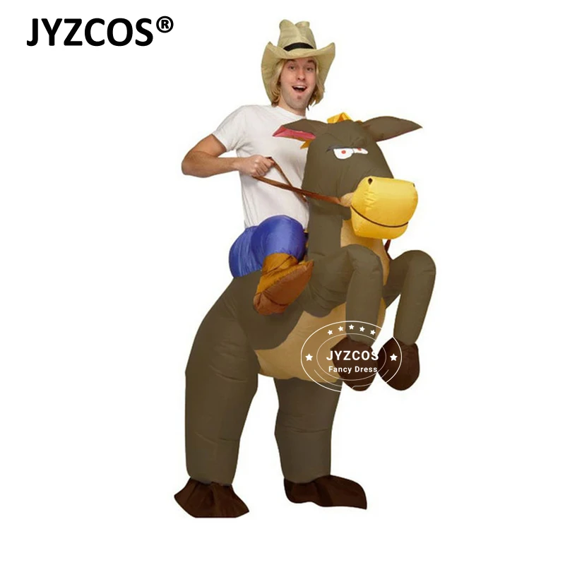 JYZCOS Fan Operated Inflatable Horse Riding Cowboy Costumes for Men