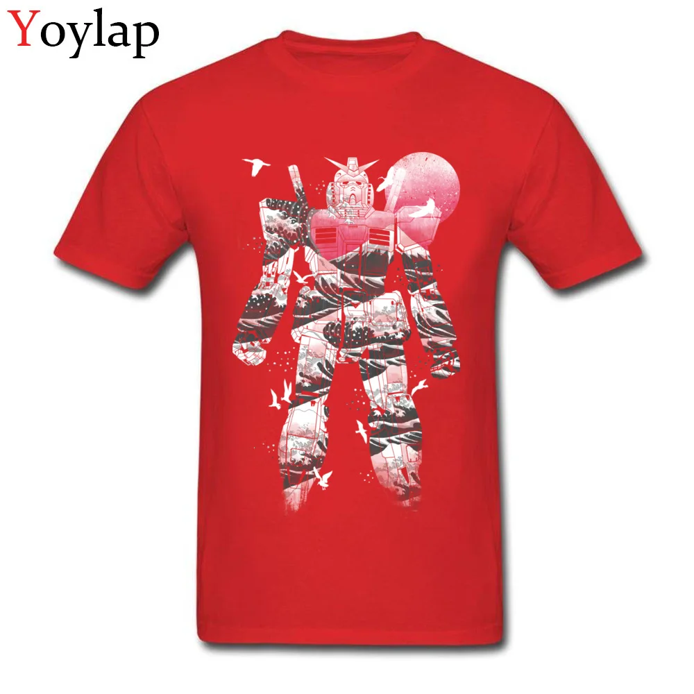 Casual Tops Tees for Men Funky Summer Fall Crew Neck 100% Cotton Short Sleeve T-Shirt Anime Wave Cool Tee-Shirt Top Quality red