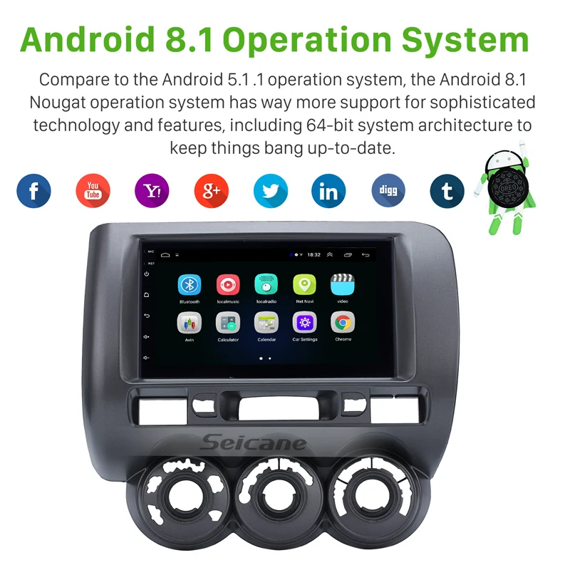 Seicane para 2002 de 2003-2008 HONDA Jazz (Manual AC RHD) reproductor Multimedia 2DIN Android 81 Wi