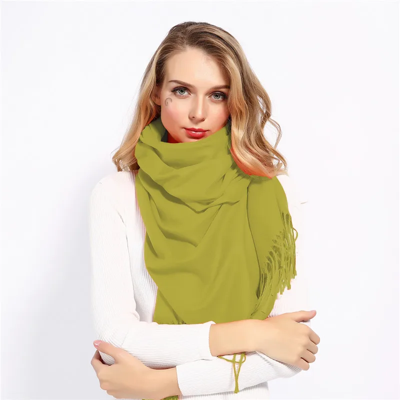 GCAROL осенне-зимний женский длинный шарф с кисточками, теплая женская большая шаль, ограниченная кашемировая уличная универсальная шаль