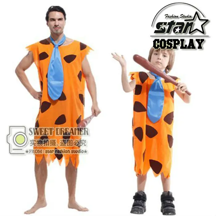 

Family Matching Crazy Primitive Halloween Costume The Croods Savage Party Costume for Father Daddy Kids Son Boys Stage Suits