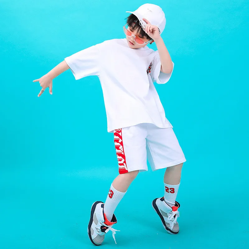 Children Hip Hop Clothing Oversized T Shirt Tops Casual Shorts for Girls Boys Jazz Dance Costumes Ballroom Dancing Clothes Wear (6)