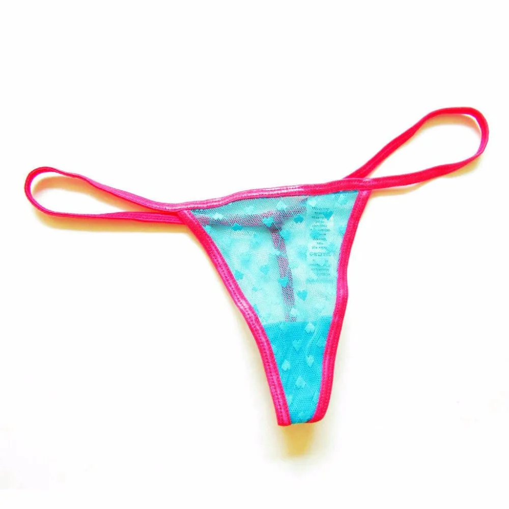 Women extra slim sexy g string blue heart lace women sexy thong see ...