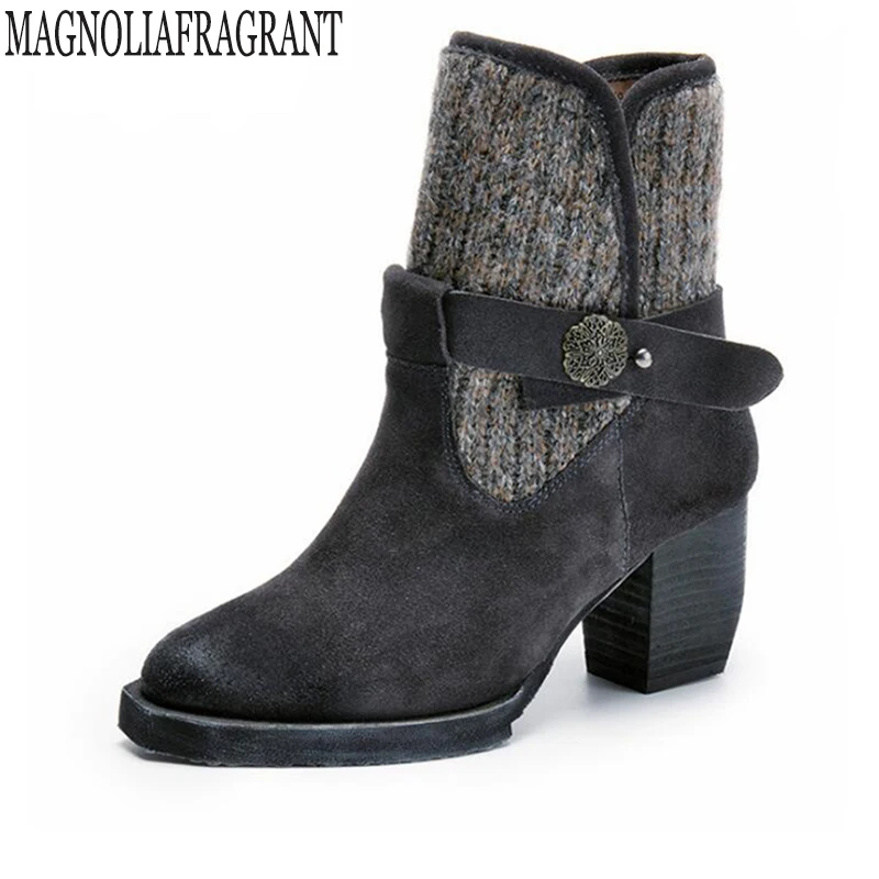 Original retro Handmade Genuine Leather Women's boots autumn winter new high heels boots belt buckle Ankle boots for women k565 цена Original retro Handmade Genuine Leather Women's boots autumn winter new high heels boots belt buckle Ankle boots for women k565 цены онлайн