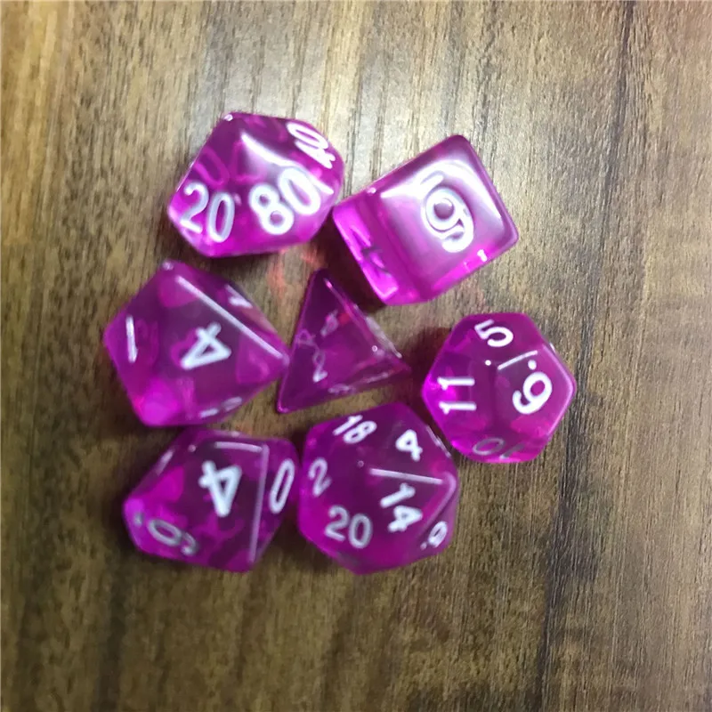 Кубики Игрушки Прозрачный Многогранные Dice D4-D20 нескольких сторон кости 4/6/8/10/12/20 сбоку стол игры аксессуар 7 шт./компл