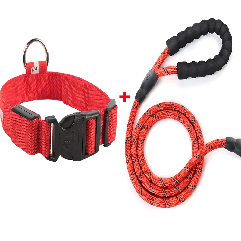 

Pet Dog Collar And Leash Set Puppy Collar Dog Mesh Nylon Necklace Reflective Black Pitbull Terrier Leash Doberman Dog