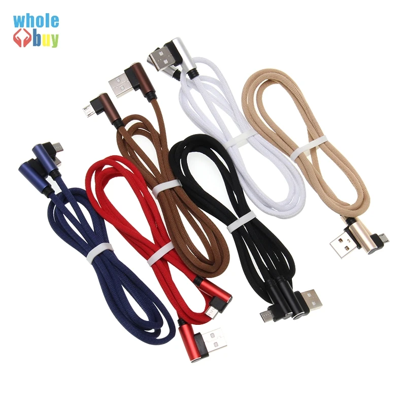 100 шт/партия кабель Micro USB 90 градусов локоть Нейлон Плетеный 0,25 м 1 м 2 м 3 м Быстрый зарядный кабель для передачи данных для samsung S7 LG Micro Usb