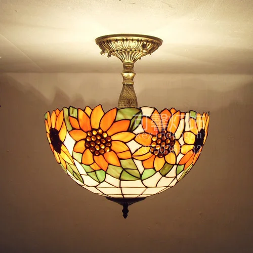 16 inch Fashion tiffany sunflower ceiling light stained ...