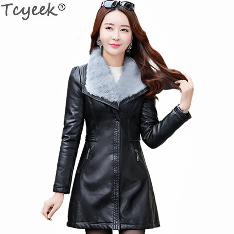 Tcyeek Leather Jacket Women 2019 Autumn Black Biker Faux