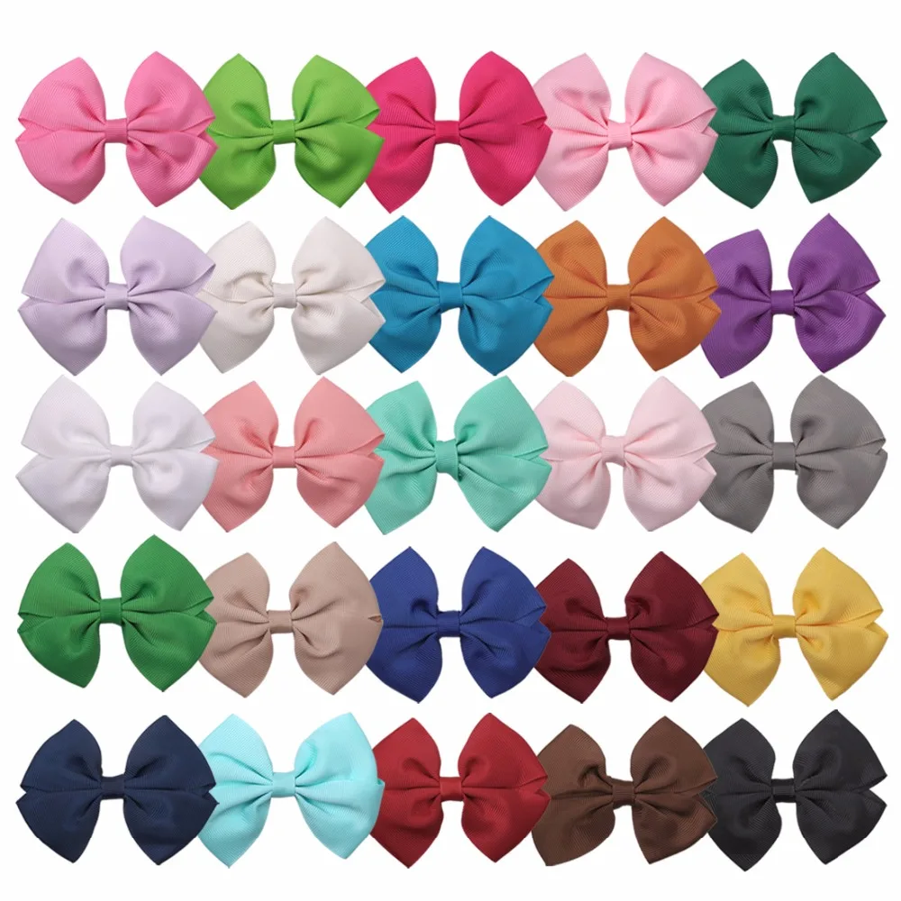 

XIMA 50pcs/lot 3.5inch Grosgrain Ribbon Hair Ribbon Bows with Button for Children Hair Accessories Boutique Baby Bows With Clip