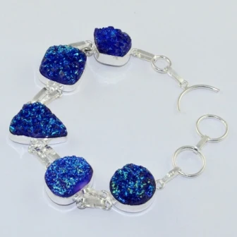 

Druzy Серебряное покрытие на медном браслете, 22,1 см, B1884