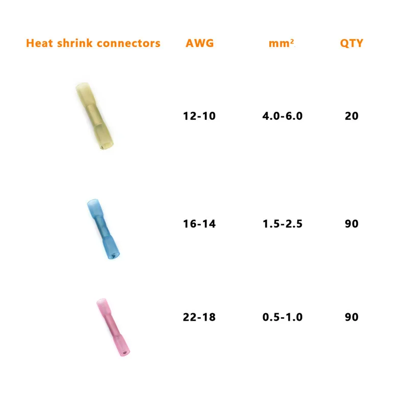 200/120/100 шт Водонепроницаемый терм усадочная стыковые соединители Электрический провод Кабельный соединитель обжимные клеммы соединители AWG 22 до 10 комплект