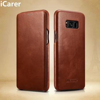 

iCarer For Samsung S8 Plus Case Cover Luxury Vintage Genuine Leather Shockproof Armor Flip Phone Case for S8 Plus Back Cover 6.2