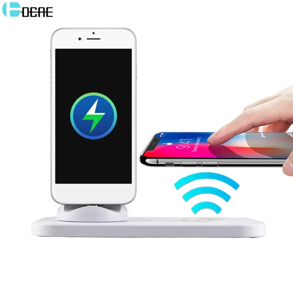 

DCAE 3 in 1 Charging Dock Station For iPhone XS MAX XR X 8 USB Cable Qi Wireless Charger Pad For Samsung S9 Xiaomi Type C Holder