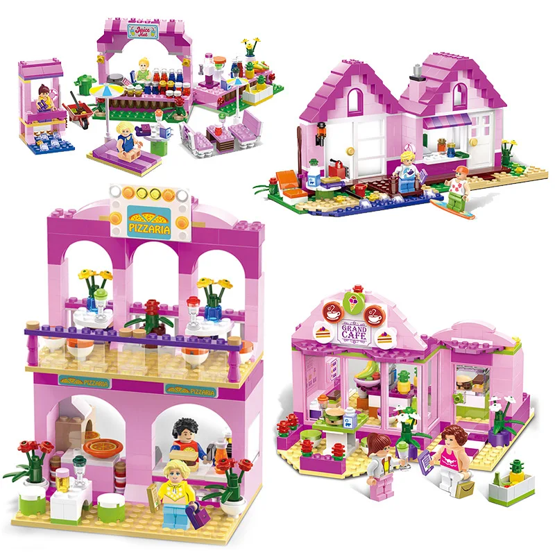 

SLPF Children Educational Toys Plastic DIY Variety Building Blocks Insert City Building Assembled Model Kit Girl Gift LegoingE08