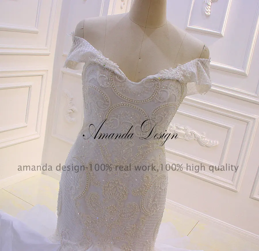 Amanda Design bruidsjurken Кружевная аппликация с жемчугом многоярусная со складками