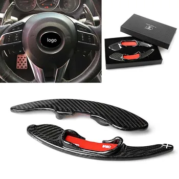 

2pcs/lot Car styling Real Carbon Fiber Steering Wheel Shift Paddle Shifter For Mazda 3 6 CX-5 CX-4 Atenza Axela