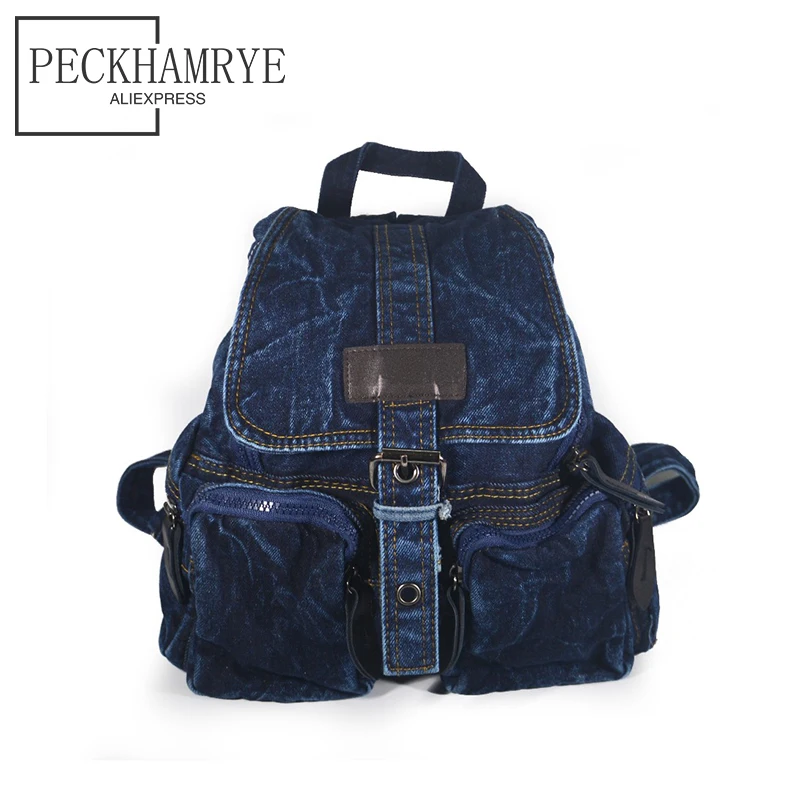 2018 new fashion denim backpack for teens Girl canvas backpack Women