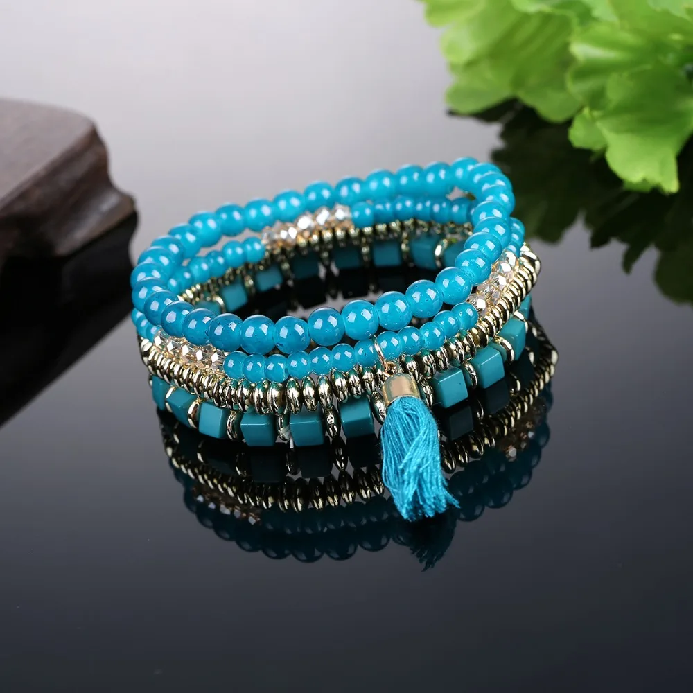 

Crystal Bead Bracelets for Women Vintage Bracelet Female Jewelry Tassel Natural Stone Charms Wristband Gift pulseira feminina