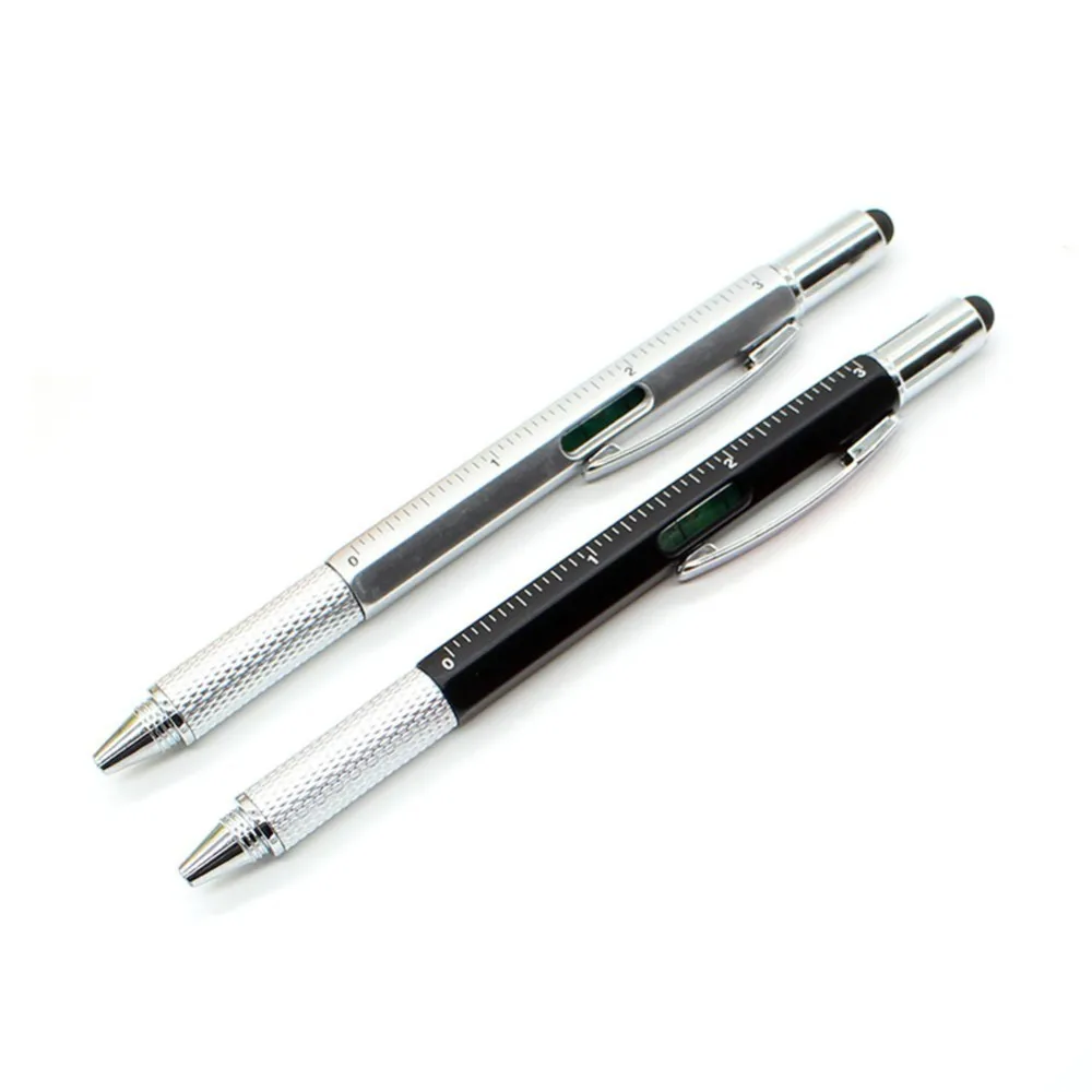 

1PC 6-in-1 multi-function pocket screwdriver ballpoint pen With Spirit Level Ruler Screwdriver Tool Office School Supplies