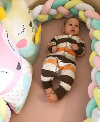 

300cm Baby Braided Crib Bumpers 3 ply Knot Pillow Cushion,Nursery bedding,cot room dector Baby Crib Protector for newborn