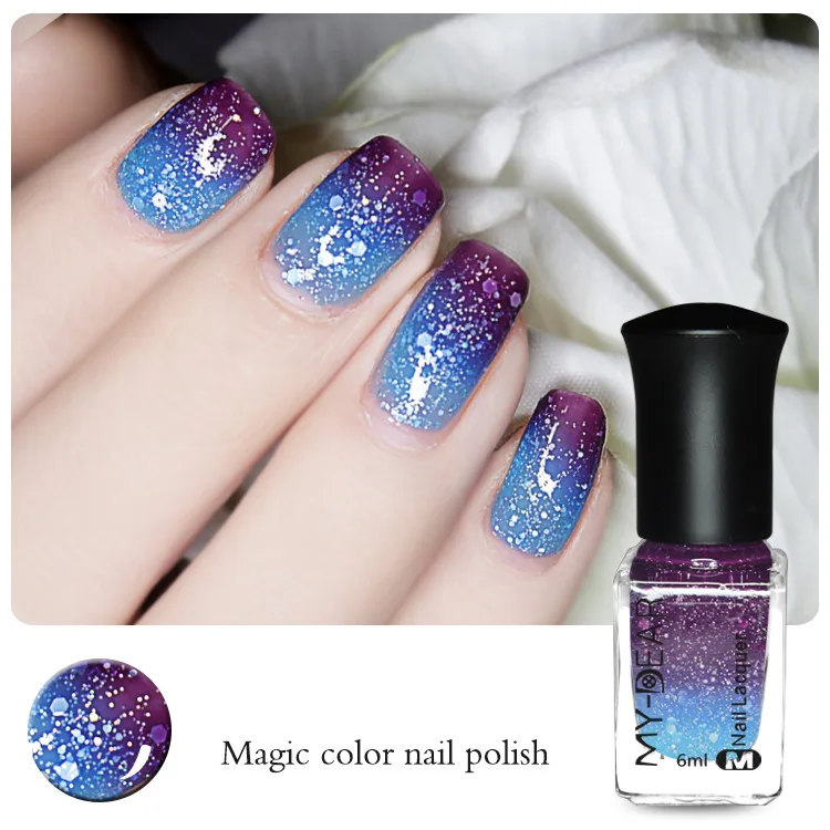 1 Bottle 6ml Color Changing Nail Polish Peel Off Thermal Nail Varnish