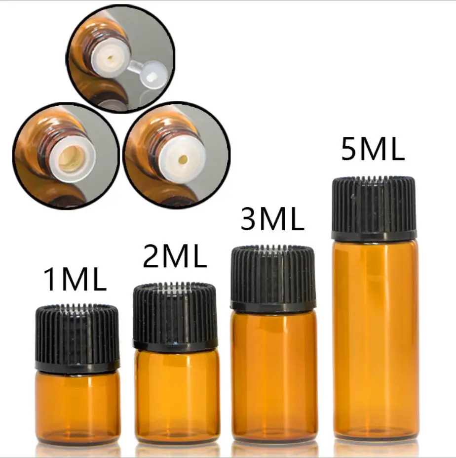 

10PCS Essential Oil Amber Glass Vials w/ Differ plug 1/2/3/5 ml Sample dram bottle