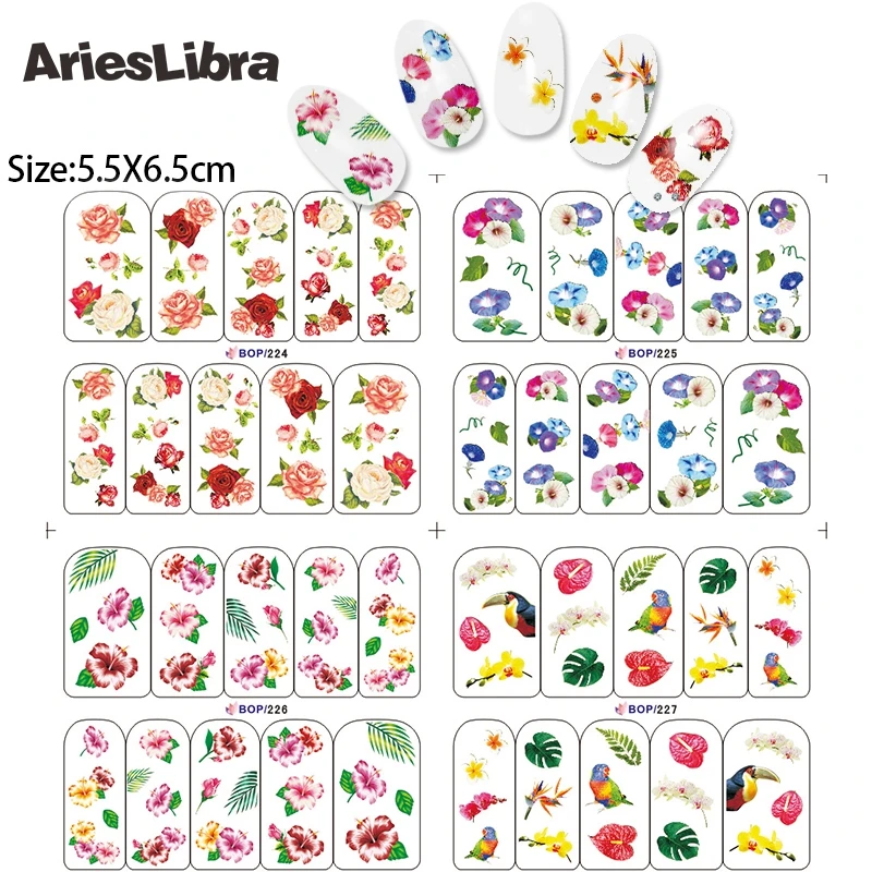 Hot Sale Nail Stickers BOP 224-227 Morning Glory 4 Sheets in One Water Transfer Decal DIY Art Tips Decoration | Красота и здоровье